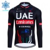 Wielershirt 2024 UAE TEAM EMIRATES Winter Thermal Fleece - Zwart